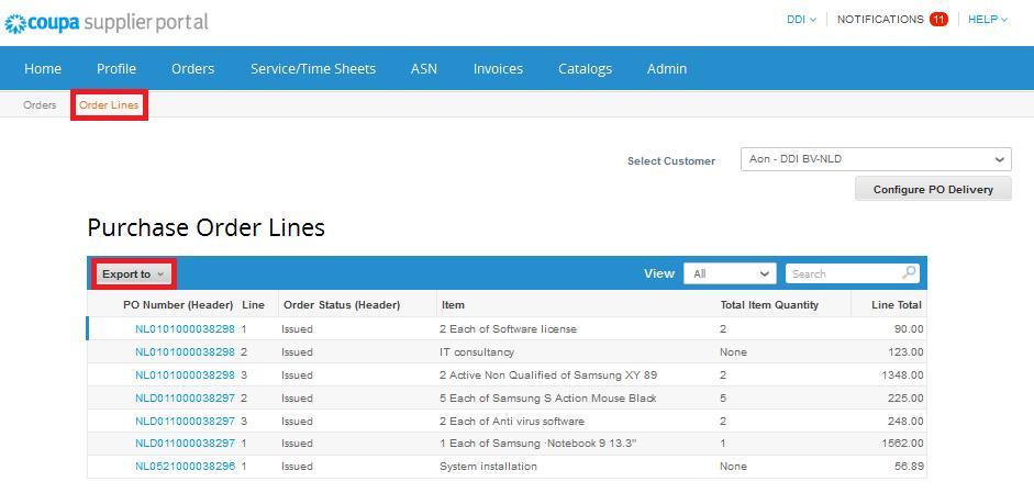 Receive & view orders Order Lines An Order Lines tab in the Orders section allows to you see a list of all lines from the orders received by your