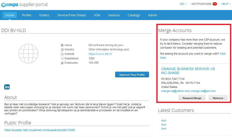 CSP how to merge accounts The Merge Accounts section is also available in the main page when an user