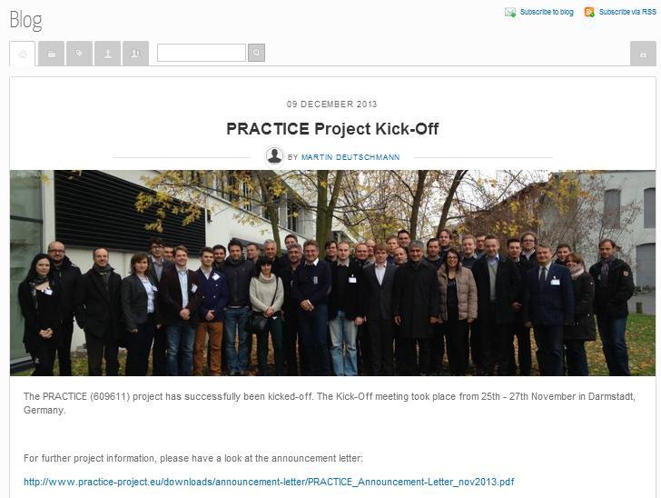 asked to exchange relevant information via the project blog on the website (http://www.practice-project.eu/blog).