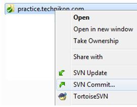 created in the chapter above. Right click on the new file and choose TortoiseSVN Add.