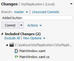 17. After this, using the Team Explorer window and the Changes menuitem, we can COMMIT 18.