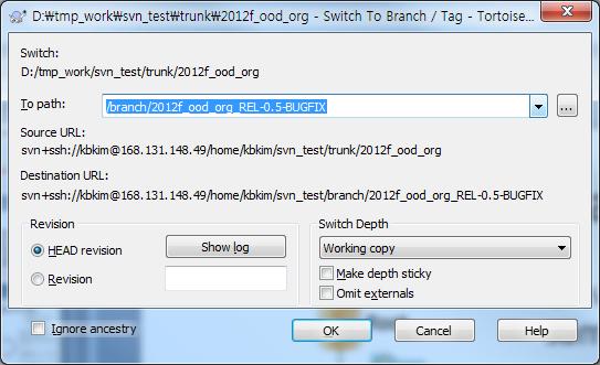 Using branches : svn switch