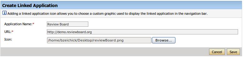 Optionally, specify an icon for the linked application.