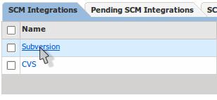 5c. Click the Subversion link in the SCM Integrations tab. 5d.