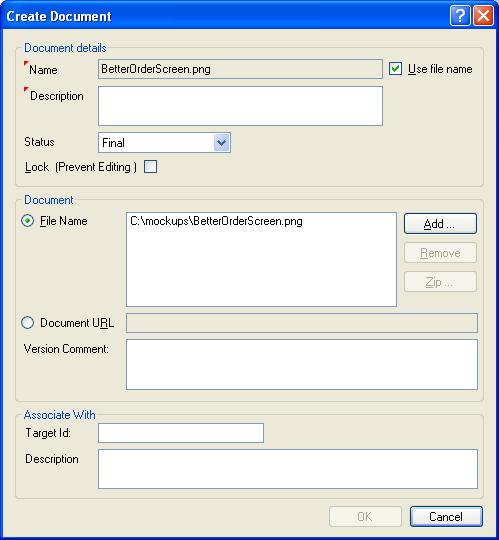 4d. In the Create Document dialog, fill in the required