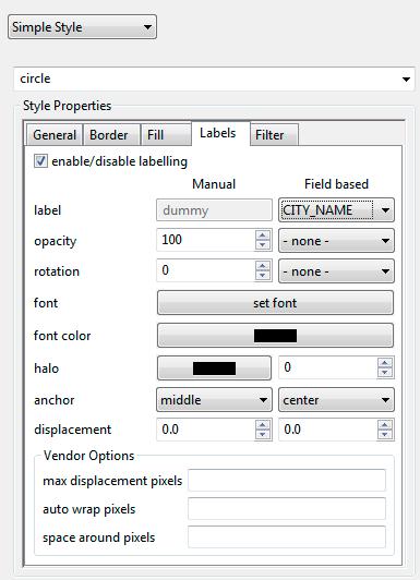 7. Define the point shape using style as follow: Select the Points page from the list on the left hand side of the Style Editor.