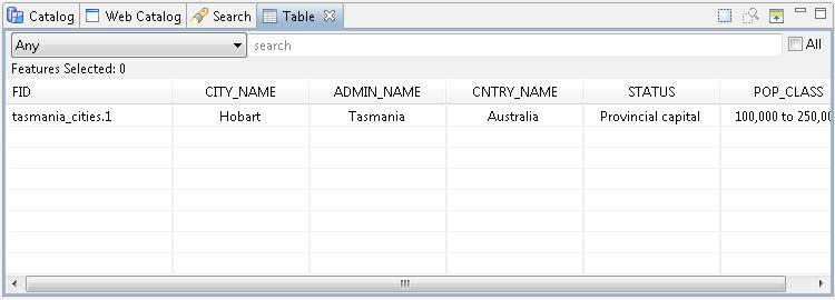loaded into memory. 12. The Table view shows all the features for the current layer. 13.