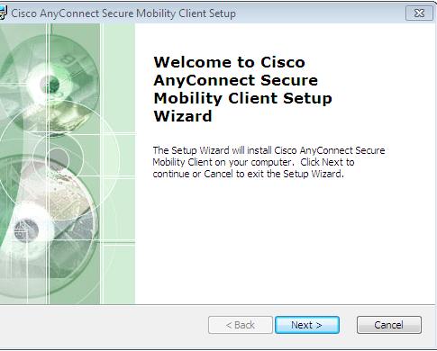 3. Click on Next button to install the client software as shown in