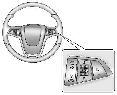 Steering Wheel Controls (Encore) c : Press to decline an incoming call or end a current call. Press to mute or unmute the infotainment system.