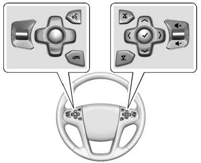 The favorite and volume switches are on the back of the steering wheel. 1. Favorite: When on a radio source, press to select the next or previous favorite.