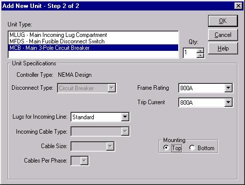 22 CenterONE Software 3. Click the button next to Mains and click OK. The Step 2 of 2 window for specifying mains appears.