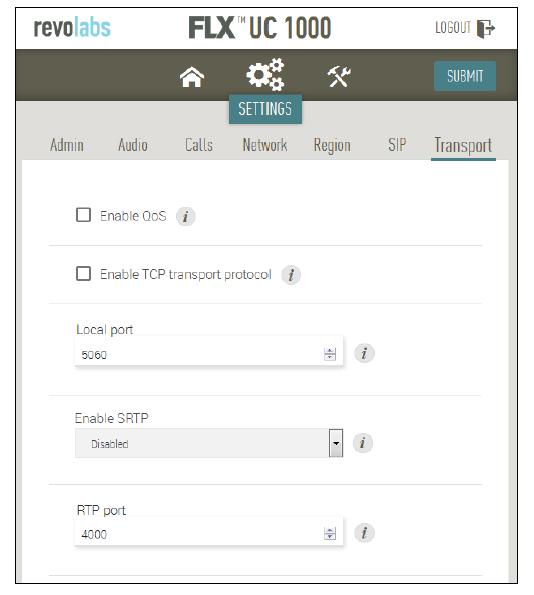 7. Now select the Transport Sub-header. For the TCP/UDP, select the transport protocol you are using. 8. Press Submit.