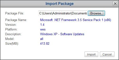 Establishing a Basic Administration Environment 2. The Package list appears. If you never imported WES package files into ViewSonic Device Manager, the Package list will be empty as shown above. 3.