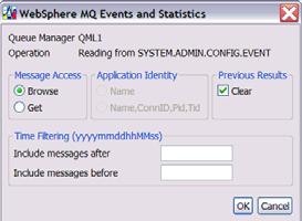 Configuration Events They can easily be displayed using MS0P Plug-In Right click on the queue name and select Format Event messages Events and Statistics selection panel is used