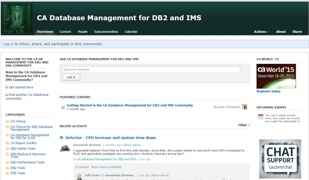 Participate in CA s DB2/IMS Management Community!! communities.ca.