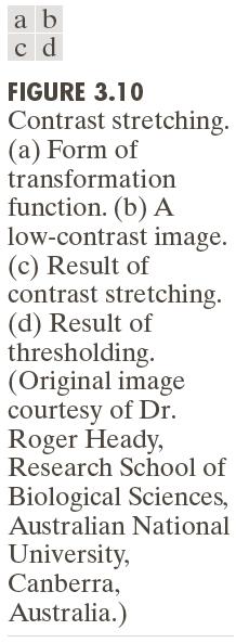 Contrast stretching One of the simplest piecewise linear functions is a contraststretching transformation.