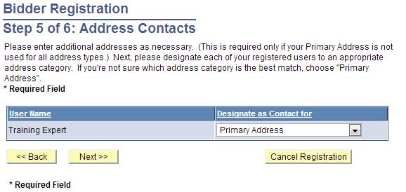 In this step you have to assign an address to each of the users you