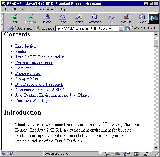Table of Contents Links to parts of a document are