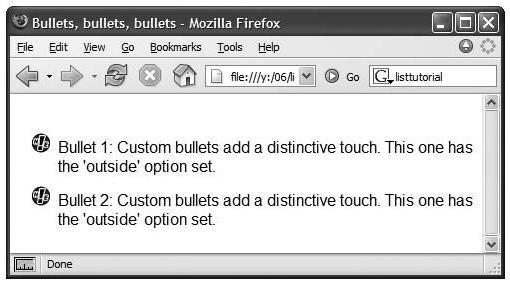 Text Formatting with CSS Bullet image: control of your bullet icon Click the