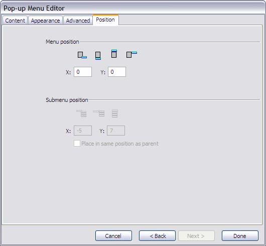 Activity 3.7 Guide Set the Position of a Pop-up Menu 16. Click Next or click the Position tab in the Pop-up Menu Editor (Figure 8). 17.