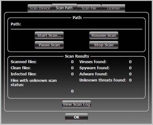 Path Scan 2.5.2 Path Scan The antivirus console allows you to scan any path on your computer for known viruses and malware.