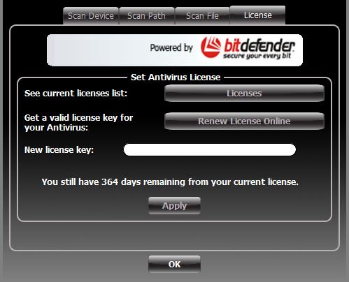 License 2.5.4 License The antivirus console allows you to manage your antivirus license. To check your antivirus license: 1. Click on the License tab at the top of the antivirus console. 2. Click on the Licenses button to see your current antivirus license.