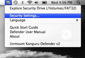 Click on the KDMV2 icon located in the taskbar and then select Security Settings from the popup menu. 3.