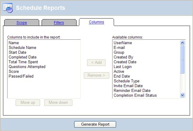 Only show users that viewed between. Specifies a time range for when a user ran the e-dialogue Columns The Columns tab is common for all reports but some fields are specific to reports.