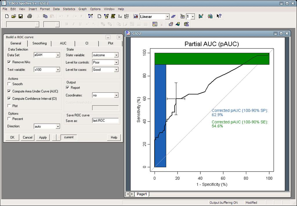 proc: display and analyze ROC curves Tools for visualizing, smoothing and comparing receiver operating characteristic (ROC curves).