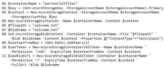 http://www.gratisexam.com/ You create the following Windows PowerShell script to create a new container for each partner.
