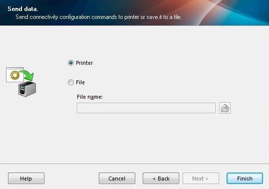 7. Last step, in the final window of the setup wizard you will be asked if you wish to save this configuration as a file OR send it to the printer.