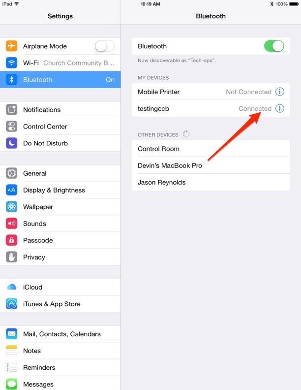 5. Once it is paired your Bluetooth settings should look similar to this