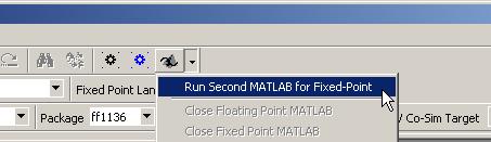 floating point option. a. To verify that your floating point design passes a MATLAB simulation, click on the Verify Floating Point icon, as shown below: b.