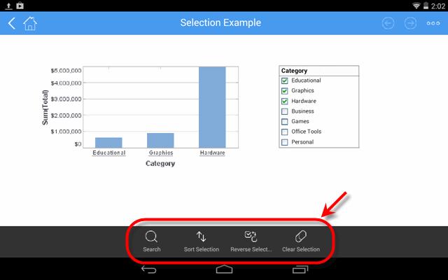 The Selection List toolbar allows you make convenient modifications to the current selection. Tap on the Selection List to see toolbar. The following functions are available.