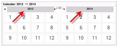 To select an entire year, tap the name of the year. The Calendar component provides a toolbar in that allows you make convenient modifications to the calendar. The buttons are described below.