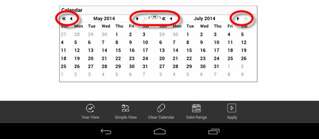 3. (Optional) To switch the Calendar from single-page to double-page display, press the Range/Comparison button.