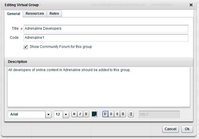 27 Creating Virtual Groups To set up a new Virtual Group, select the Create New Virtual Group option from the Virtual Group drop menu.