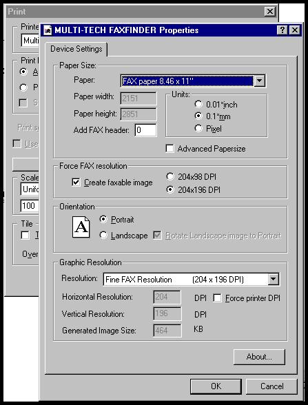 Sending a Fax Multi-Tech FaxFinder Client Operation Primer To adjust fax-specific parameters (like resolution and paper size),