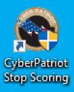 CyberPatriot Stop Scoring Icon The Stop Scoring icon will attempt to stop the CCS scoring service and shutdown the image. When you click on the icon, select Yes to allow Stop.exe to execute.