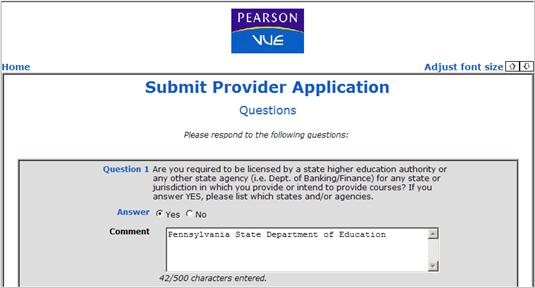 9. Page 3 of the application process requires you to answer five questions related to licensure and criminal disclosure.