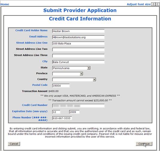 17. After you click the Submit button the Summary page displays.