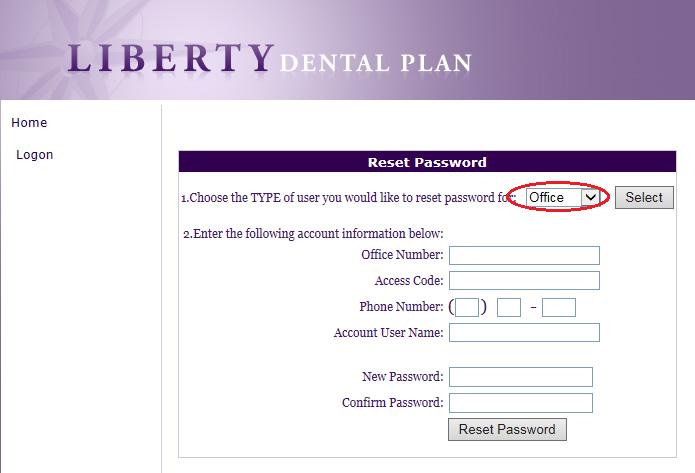 Password Reset Please visit www.libertydentalplan.com. 1. Click Forgot my password On the next screen: 2.