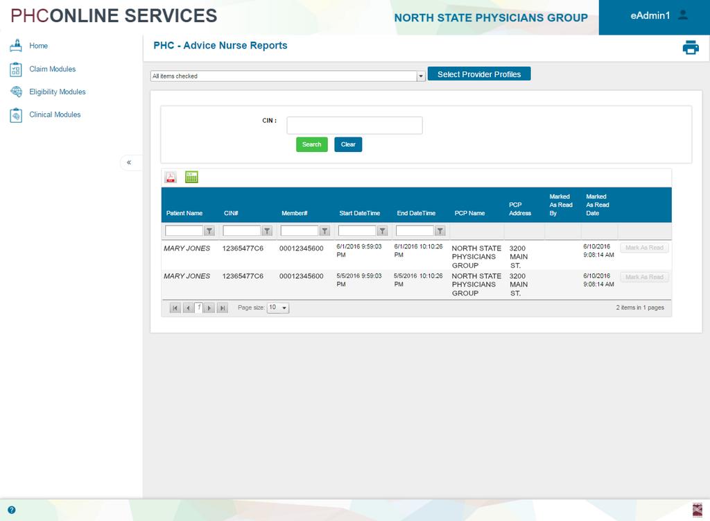 Search for Members by CIN PHC Online Services Clinical Modules User Guide Search Box Figure 12. Searching by CIN 1.