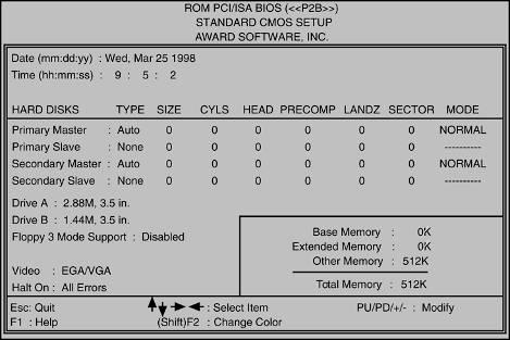 Figure 8-45 Standard CMOS setup A+ Guide