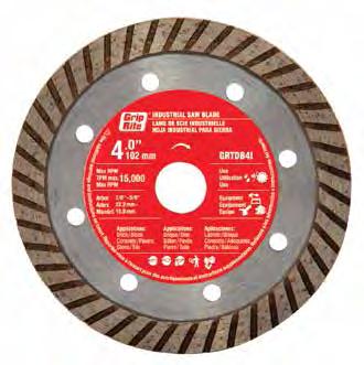 Masonry//Tile Industrial Quality Turbo Blades Turbo segments provide increased cutting speeds and continuous rim allows for smooth clean cuts through masonry,, stone and tile Soft bond allows fast