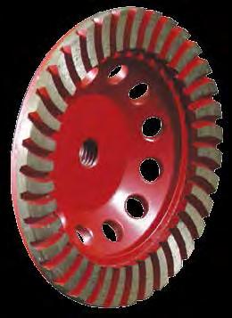 Premium Quality Cup Wheels Offers three different grits Unique swirl segment design is ideal for finish grinding granite, marble, and stone Venting holes allow for maximum dust extraction when using