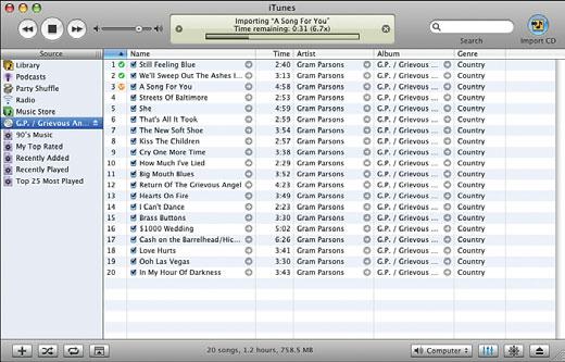 Insert an audio CD into your drive. itunes contacts the Gracenote Media Database to obtain track information for your disc. Importing begins automatically.