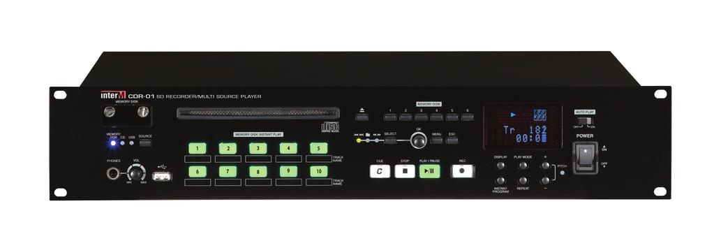 SD Recorder/Multi Source Player High Performance at affordable price The CDR-01 was designed from Inter-M s 30 years of research and development experience in sound equipment products.