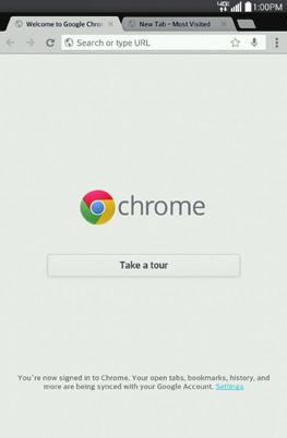 38 Web Chrome The Chrome app allows you to access the Internet from your tablet. Access and selections within this feature are dependent upon your service provider.