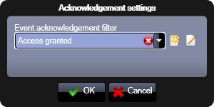 Acknowledgment settings Event acknowledgment filter: events which qualify for this filter will be automatically acknowledged.